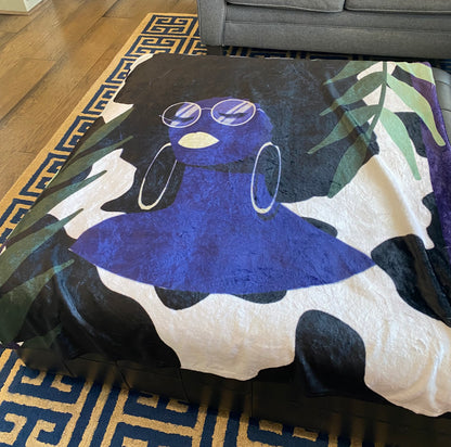 Afro Cow Print Throw Blanket