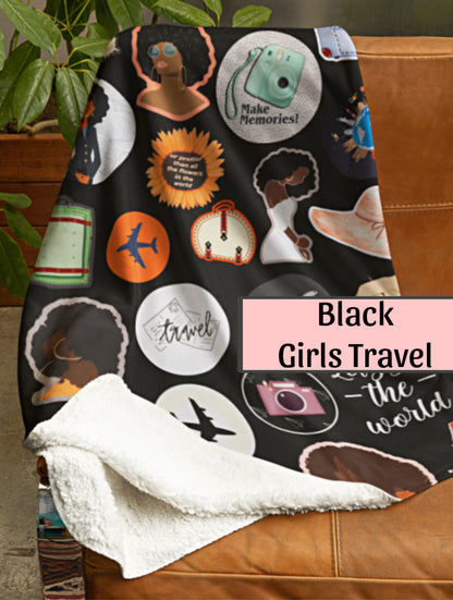 Black Girls Travel Throw Blanket