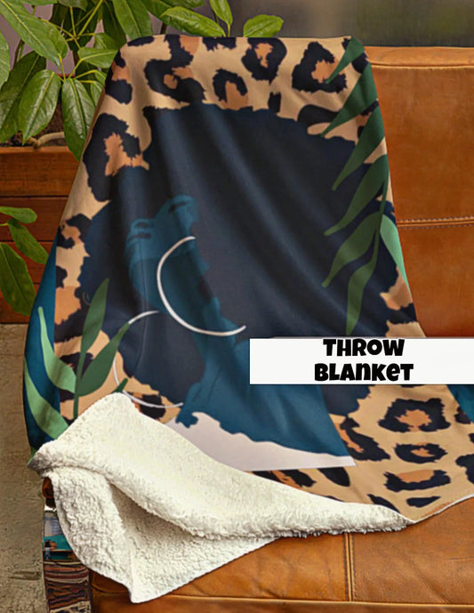 Afro leopard Print Throw Blanket