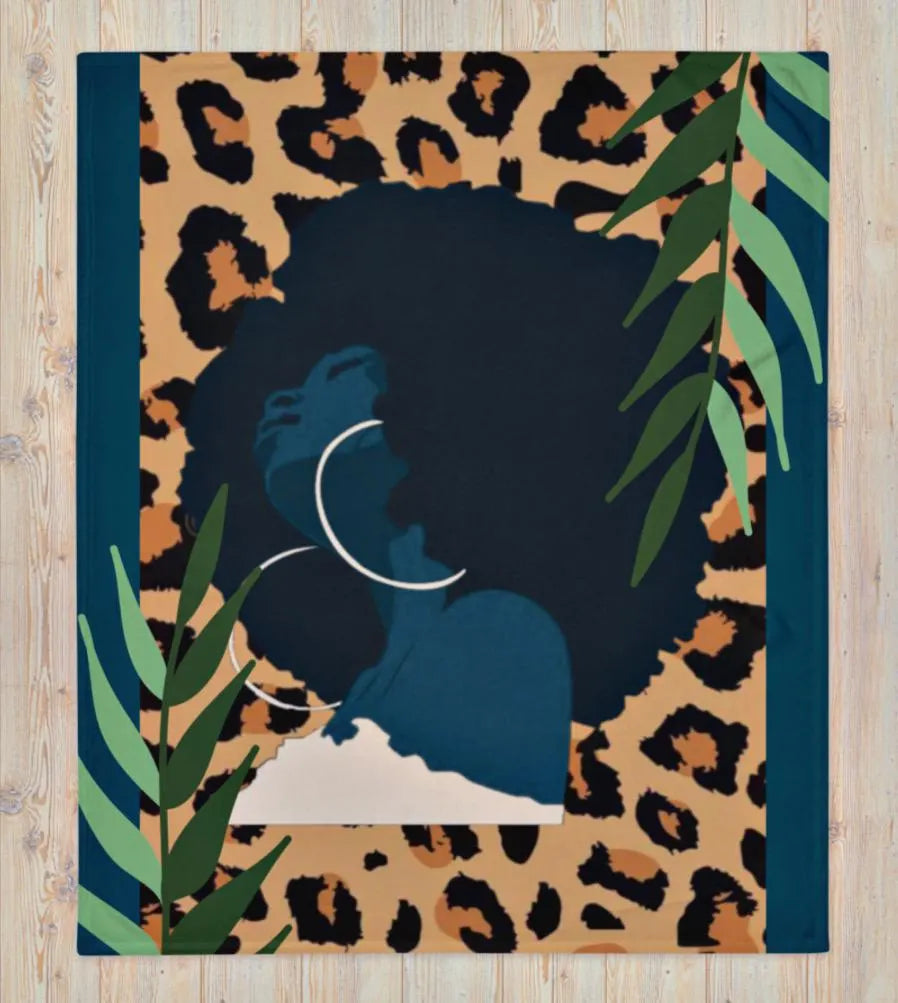 Afro leopard Print Throw Blanket